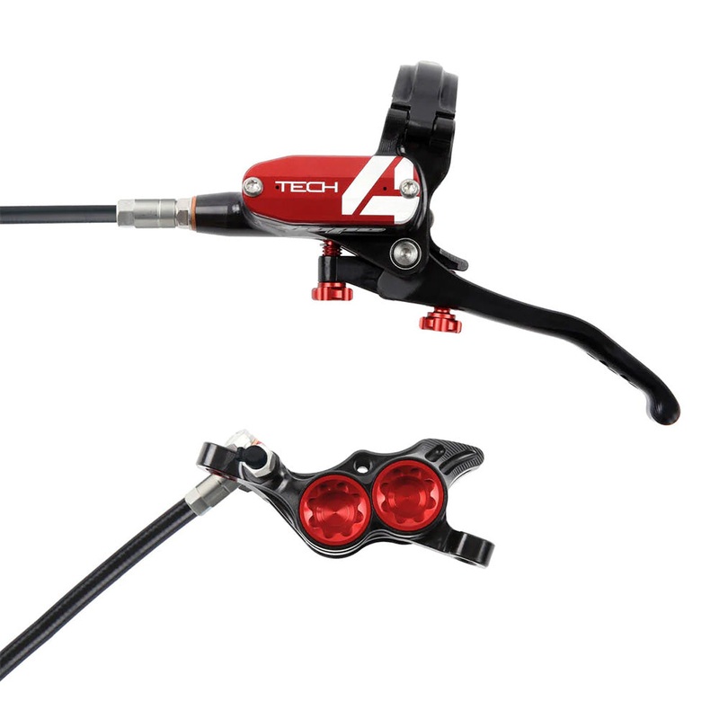 Hope Tech 4 E4 Disc Brake - Front - Right Lever - Black - Red - Black 1000mm
